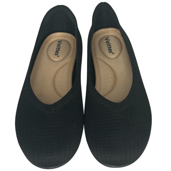 Veittes Ballet Flats Womens 8 Black Woven Comfort Shoes Basic Minimal Casual - Picture 1 of 7